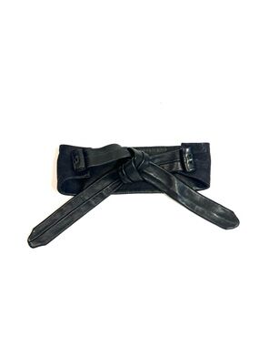Vintage Il Bisonte Leather Tie Belt Black